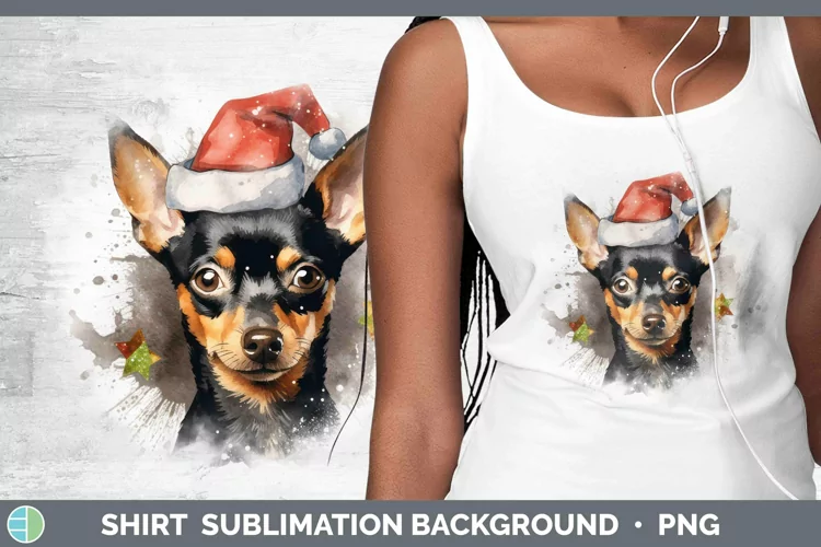 Santa Hat Miniature Pinscher Shirt Sublimation Sublimation B