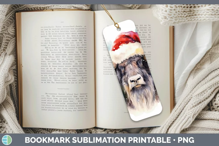 Santa Hat Musk Ox Bookmark Sublimation Printable Designs