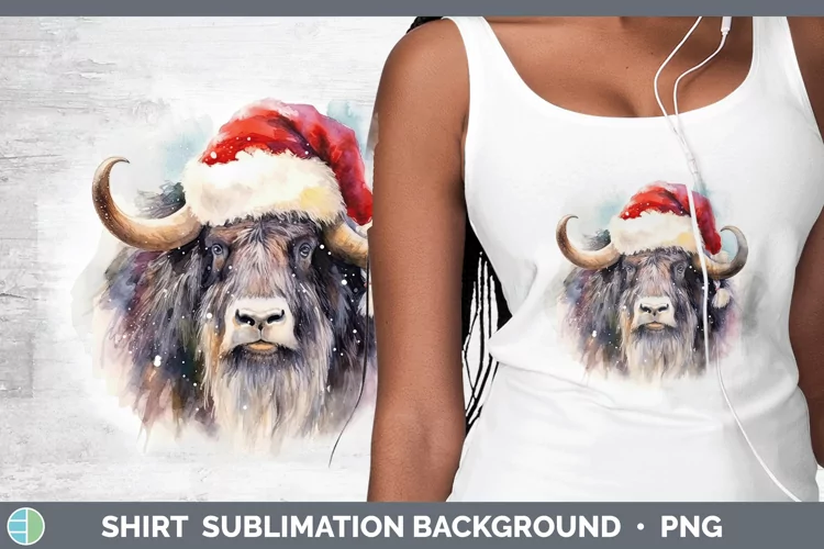 Santa Hat Musk Ox Shirt Sublimation Sublimation Background D