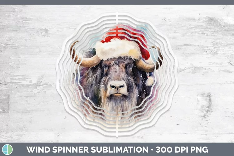 Santa Hat Musk Ox Wind Spinner Sublimation Spinner Designs