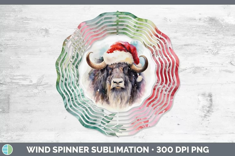 Santa Hat Musk Ox Wind Spinner Sublimation Spinner Designs
