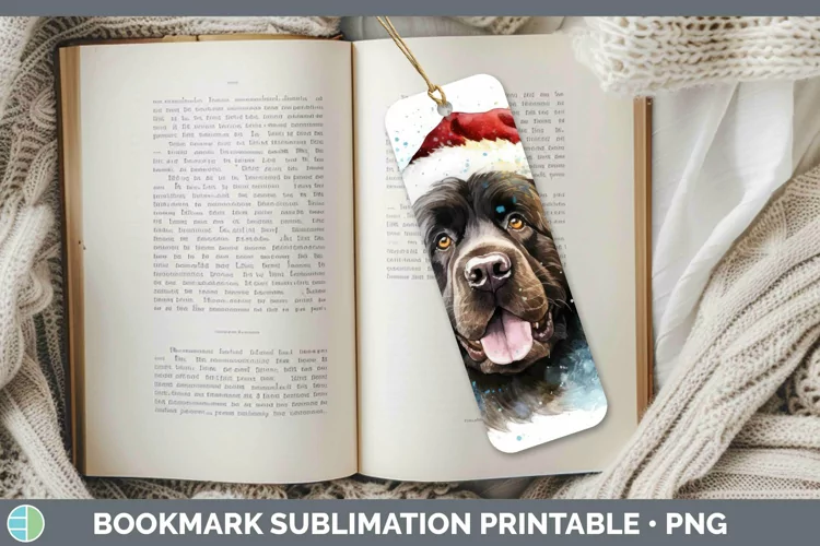 Santa Hat Newfoundland Bookmark Sublimation Printable Design