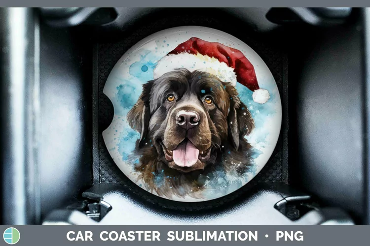 Santa Hat Newfoundland Car Coaster Sublimation Coaster Desig