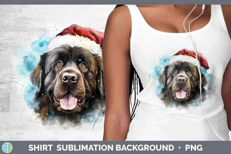 Santa Hat Newfoundland Shirt Sublimation Sublimation Backgro