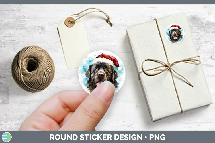 Santa Hat Newfoundland Stickers | Round Labels Designs