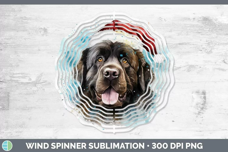 Santa Hat Newfoundland Wind Spinner Sublimation Spinner Desi