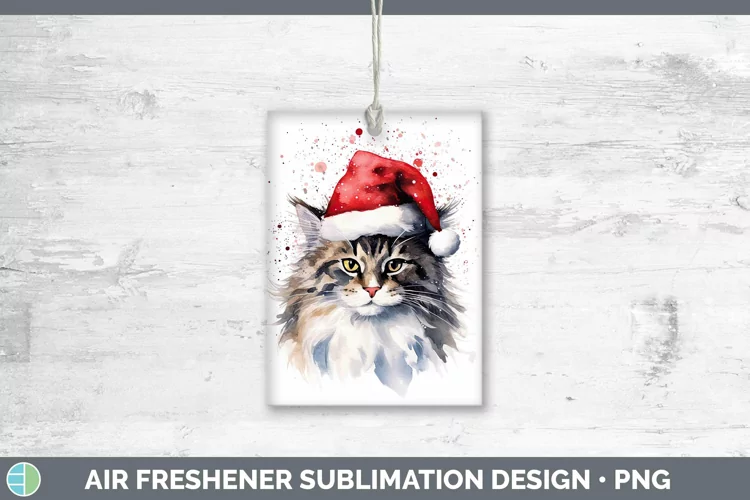 Santa Hat Norwegian Forest Cat Air Freshener Sublimation Car
