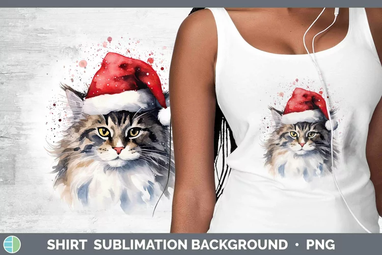 Santa Hat Norwegian Forest Cat Shirt Sublimation Sublimation