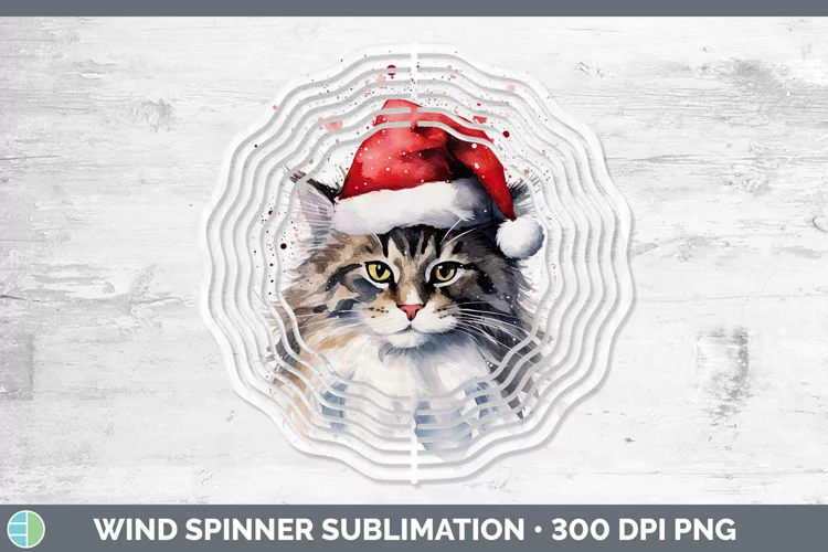 Santa Hat Norwegian Forest Cat Wind Spinner Sublimation Spin