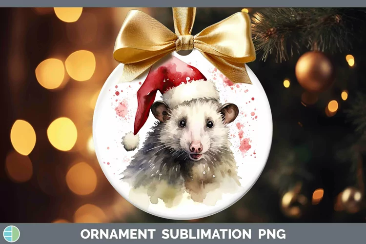 Santa Hat Opossum Ornament Sublimation Bauble Designs