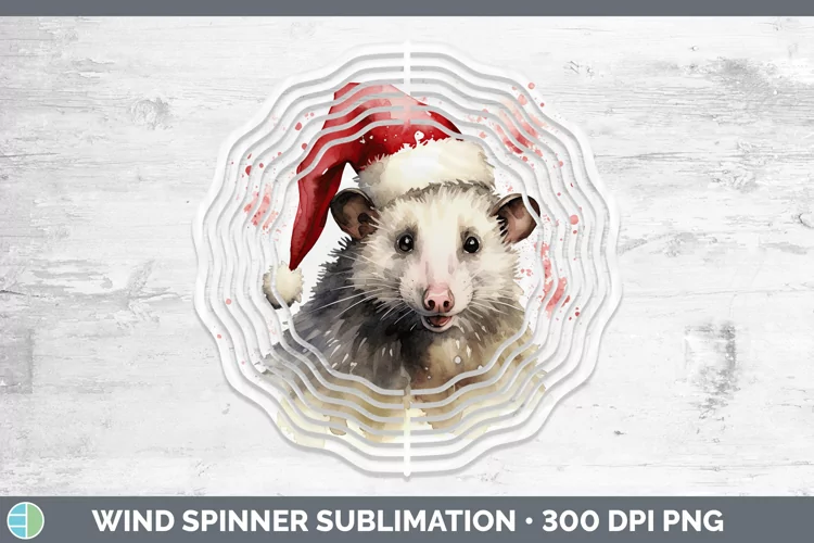 Santa Hat Opossum Wind Spinner Sublimation Spinner Designs