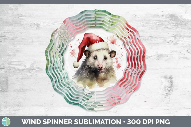Santa Hat Opossum Wind Spinner Sublimation Spinner Designs