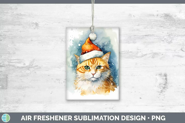 Santa Hat Orange Cat Air Freshener Sublimation Car Freshener