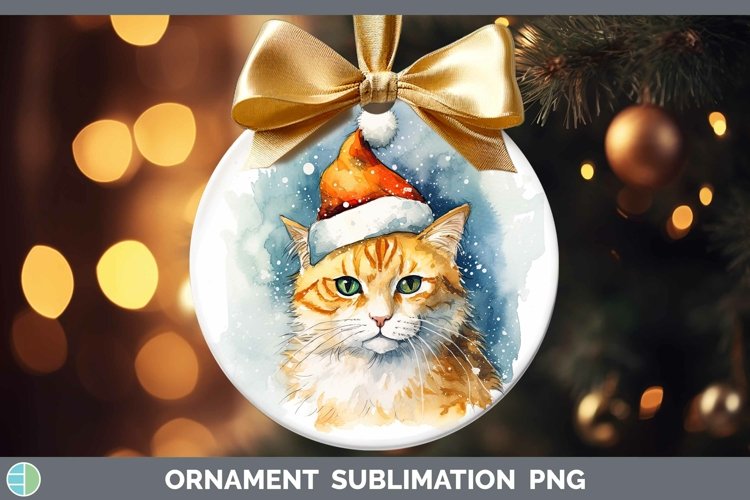Santa Hat Orange Cat Ornament Sublimation Bauble Designs