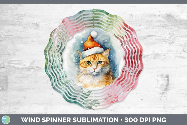 Santa Hat Orange Cat Wind Spinner Sublimation Spinner Design