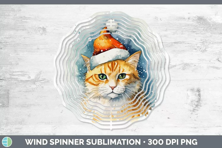 Santa Hat Orange Cat Wind Spinner Sublimation Spinner Design