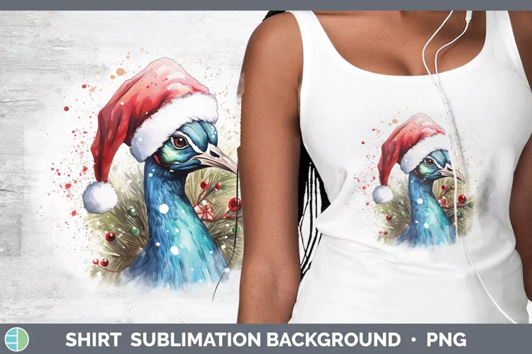 Santa Hat Peacock Shirt Sublimation Sublimation Background D