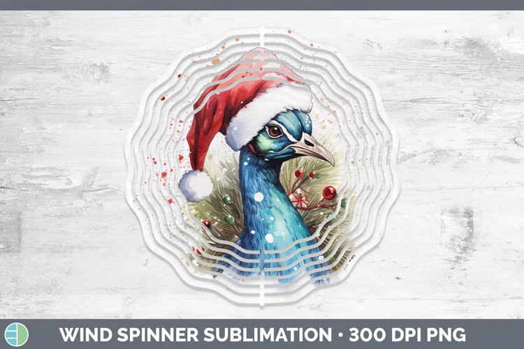 Santa Hat Peacock Wind Spinner Sublimation Spinner Designs
