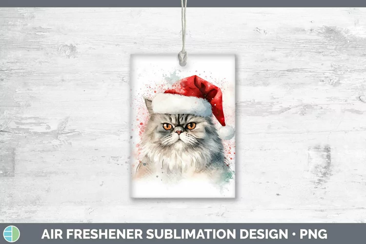 Santa Hat Persian Cat Air Freshener Sublimation Car Freshene