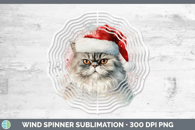 Santa Hat Persian Cat Wind Spinner Sublimation Spinner Desig