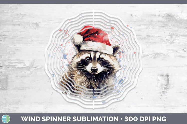 Santa Hat Raccoon Wind Spinner Sublimation Spinner Designs