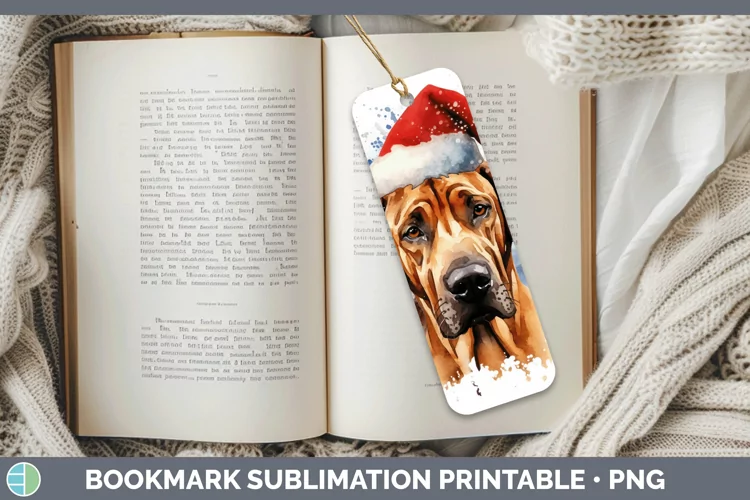 Santa Hat Rhodesian Ridgeback Bookmark Sublimation Printable