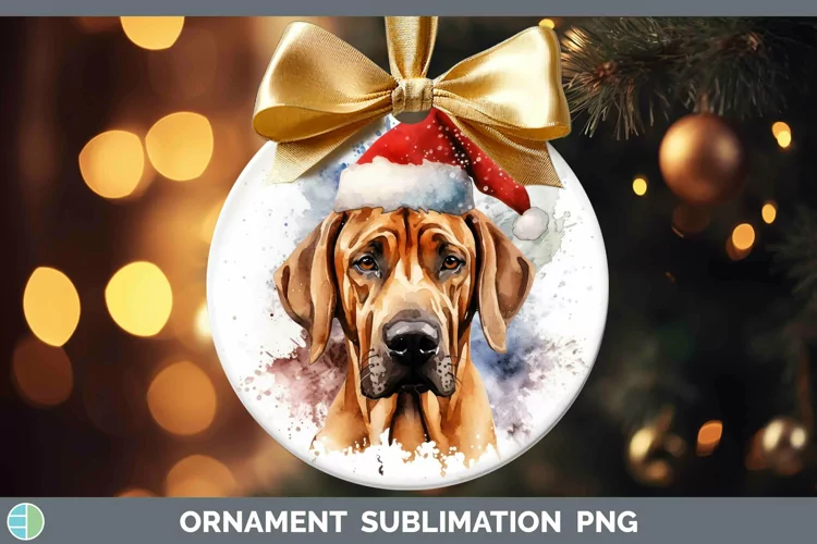 Santa Hat Rhodesian Ridgeback Ornament Sublimation Bauble De