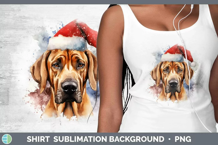 Santa Hat Rhodesian Ridgeback Shirt Sublimation Sublimation
