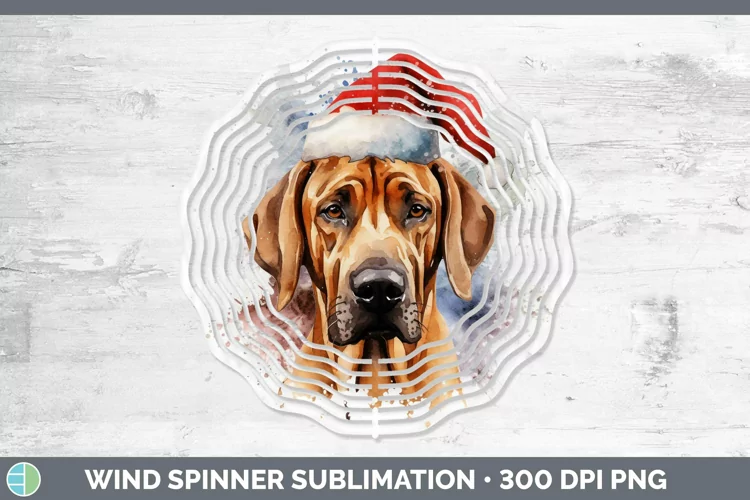 Santa Hat Rhodesian Ridgeback Wind Spinner Sublimation Spinn