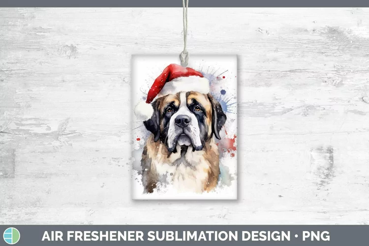 Santa Hat Saint Bernard Air Freshener Sublimation Car Freshe