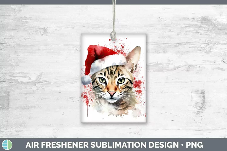 Santa Hat Savannah Cat Air Freshener Sublimation Car Freshen