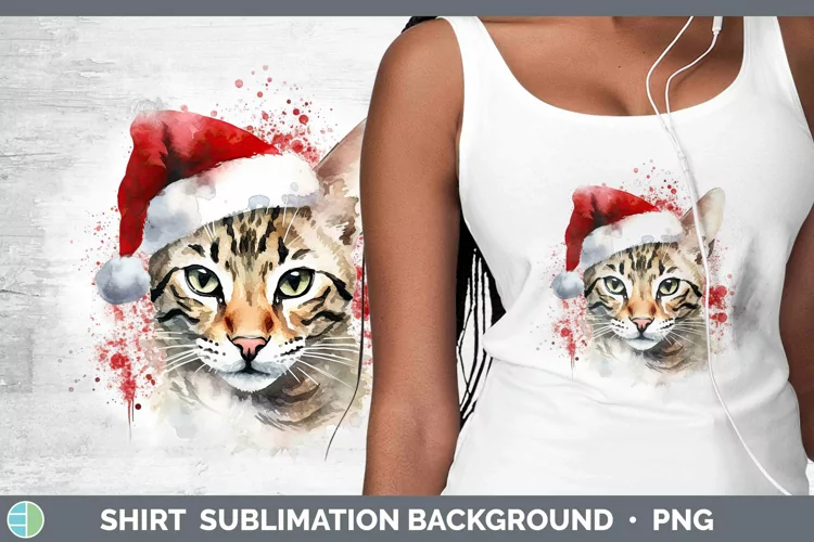 Santa Hat Savannah Cat Shirt Sublimation Sublimation Backgro