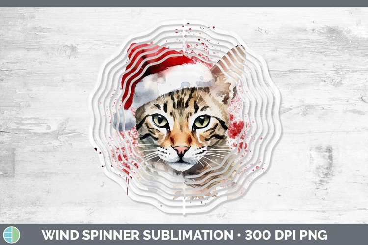 Santa Hat Savannah Cat Wind Spinner Sublimation Spinner Desi