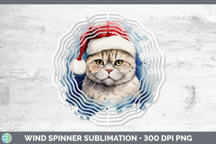 Santa Hat Scottish Fold Cat Wind Spinner Sublimation Spinner