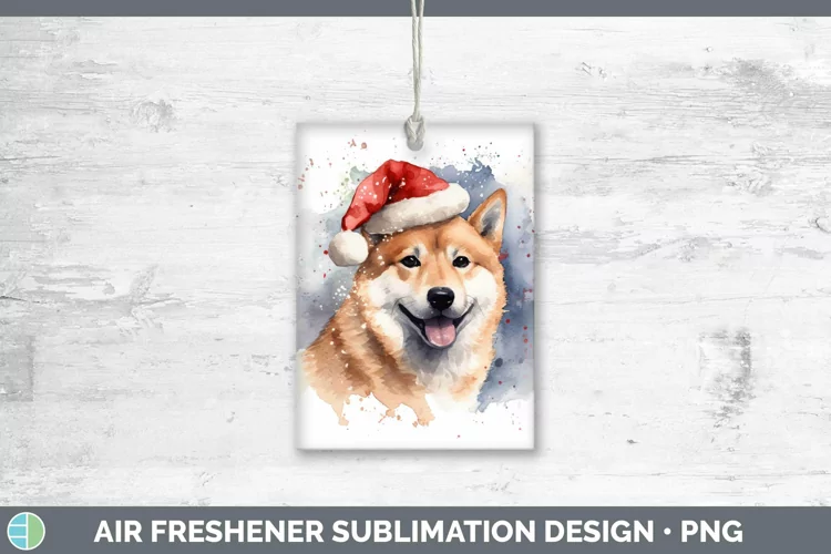 Santa Hat Shiba Inu Air Freshener Sublimation Car Freshener