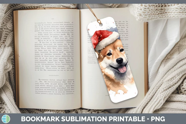 Santa Hat Shiba Inu Bookmark Sublimation Printable Designs