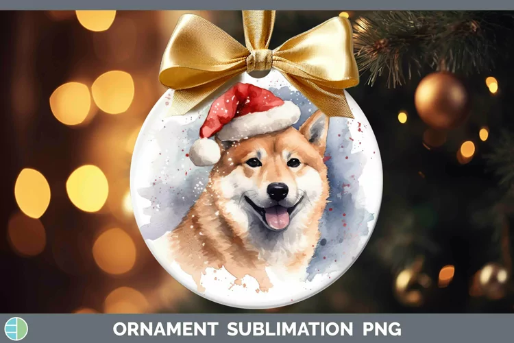 Santa Hat Shiba Inu Ornament Sublimation Bauble Designs