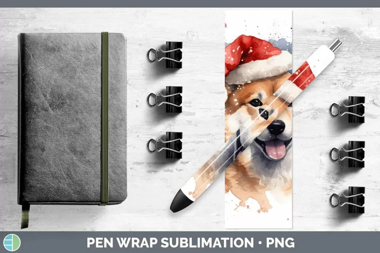 Santa Hat Shiba Inu Pen Wrap Sublimation Epoxy Pen Designs