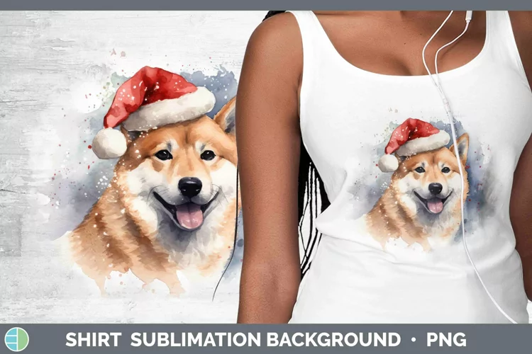 Santa Hat Shiba Inu Shirt Sublimation Sublimation Background