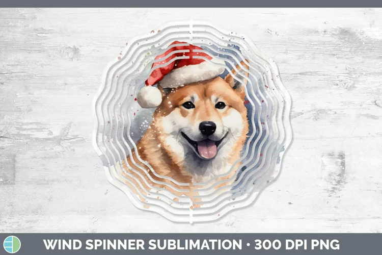 Santa Hat Shiba Inu Wind Spinner Sublimation Spinner Designs