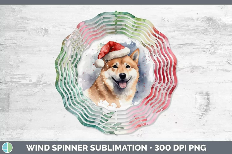 Santa Hat Shiba Inu Wind Spinner Sublimation Spinner Designs