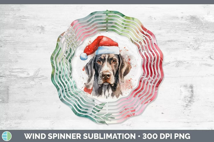 Santa Hat Shorthaired Pointer Wind Spinner Sublimation Spinn