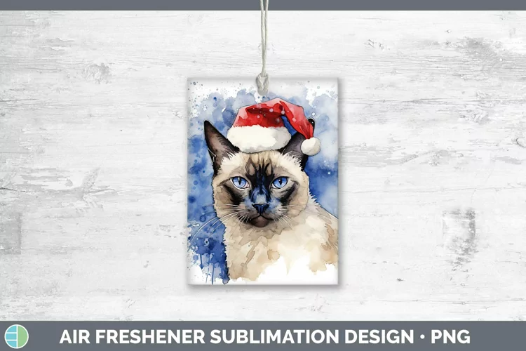 Santa Hat Siamese Cat Air Freshener Sublimation Car Freshene