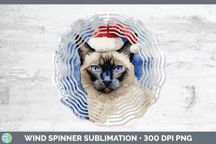 Santa Hat Siamese Cat Wind Spinner Sublimation Spinner Desig