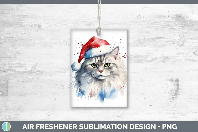 Santa Hat Siberian Cat Air Freshener Sublimation Car Freshen