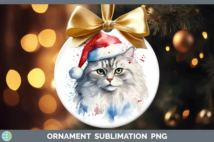 Santa Hat Siberian Cat Ornament Sublimation Bauble Designs