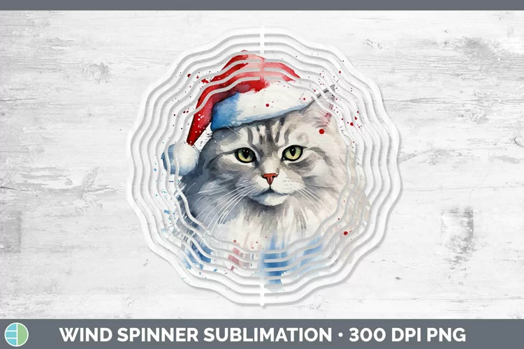 Santa Hat Siberian Cat Wind Spinner Sublimation Spinner Desi