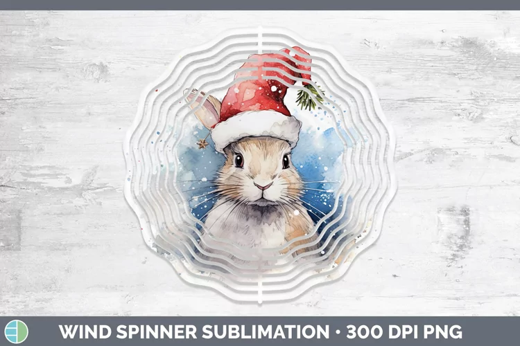 Santa Hat Snowshoe Hare Wind Spinner Sublimation Spinner Des