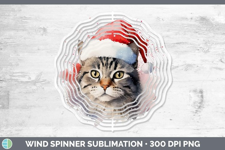 Santa Hat Tabby Cat Wind Spinner Sublimation Spinner Designs
