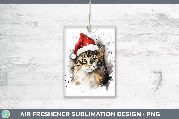 Santa Hat Tortoiseshell Cat Air Freshener Sublimation Car Fr